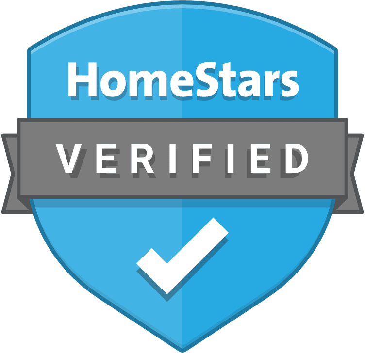 A blue checkmark from Homestars which indicates that this company is registered on their contractors website.